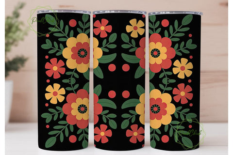 Folk Art Floral 20oz Tumbler Wrap Sublimation PixelChick 