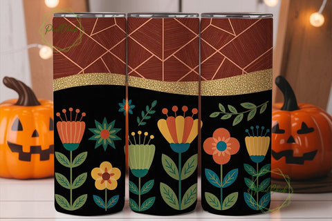 Folk Art Floral 20oz Tumbler Wrap Sublimation PixelChick 