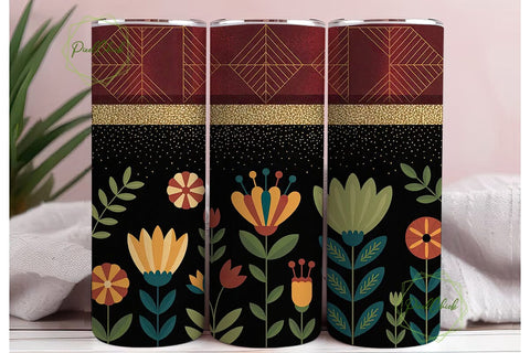 Folk Art Floral 20oz Tumbler Wrap Sublimation PixelChick 