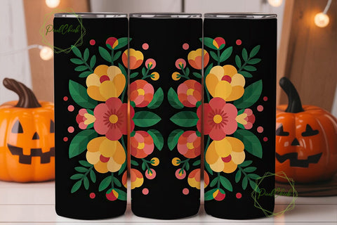Folk Art Floral 20oz Tumbler Wrap Sublimation PixelChick 