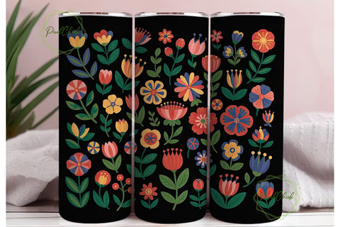 Folk Art Floral 20oz Tumbler Wrap Sublimation PixelChick 
