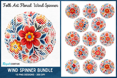 Folk Art Floral Wind Spinner Sublimation Bundle Sublimation Regulrcrative 