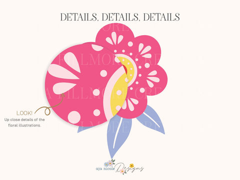 Folk Art Flower Cluster Craft File SVG Aja Nicole Designs 