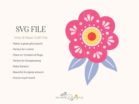 Folk Art Flower Cluster Craft File SVG Aja Nicole Designs 