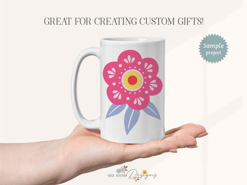 Folk Art Flower Cluster Craft File SVG Aja Nicole Designs 