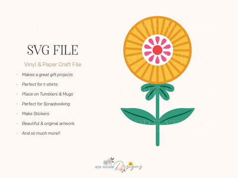 Folk Art Flower Craft File SVG Aja Nicole Designs 