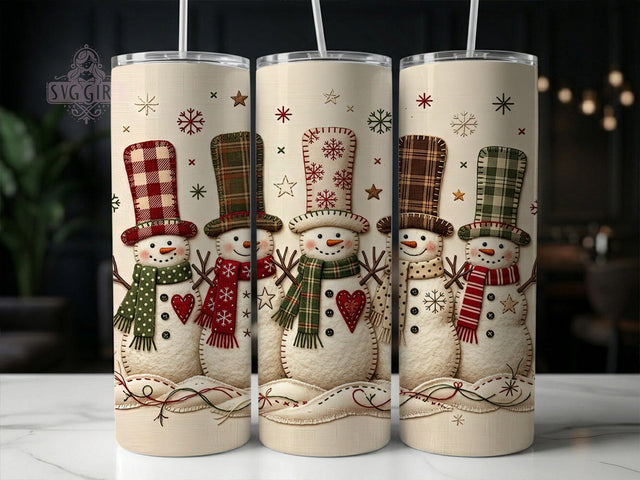 Folk Art Snowmen 20oz Tumbler, Folk Art Snowmen, Snowmen Tumbler, Folk Art Tumbler, Christmas Snowmen, Snowman Tumbler, Snowmen PNG, Folk Art PNG Sublimation SvggirlplusArt 