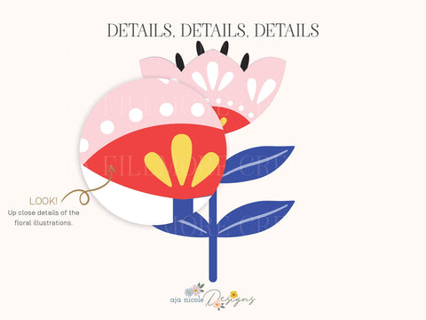 Folk Art Tulip Flower Craft File SVG Aja Nicole Designs 