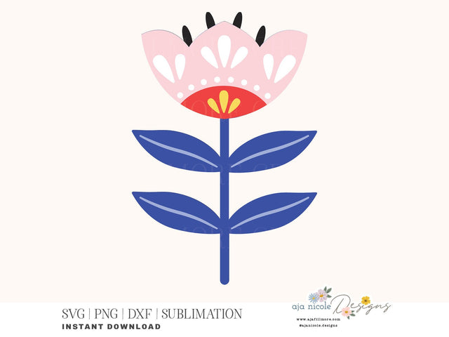 Folk Art Tulip Flower Craft File SVG Aja Nicole Designs 