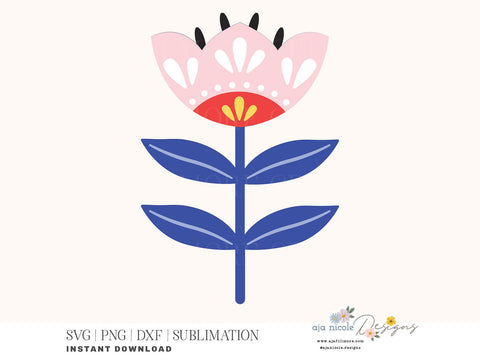 Folk Art Tulip Flower Craft File SVG Aja Nicole Designs 