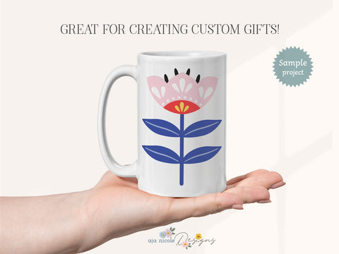 Folk Art Tulip Flower Craft File SVG Aja Nicole Designs 