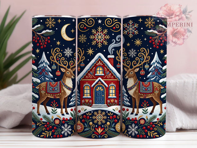 Folk Christmas Reindeer 20oz Tumbler, Folk Christmas, Christmas Reindeer, Folk Reindeer PNG, Reindeer Tumbler PNG, Folk Xmas Reindeer, 20oz Tumbler Wrap, Christmas Folk Art Sublimation Li Zamperini 