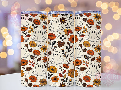 Folk Halloween Ghosts 20oz Tumbler, Folk Halloween, Ghost Design, 20oz Wrap, Spooky Art, Autumn Pattern, Sublimation Tumbler, Whimsical Ghosts Sublimation SvggirlplusArt 