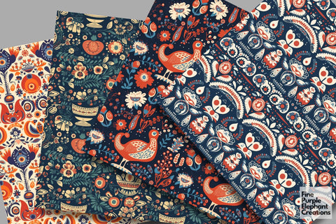 Folk Life Digital Paper | Bohemian Sublimation Textures Digital Pattern Fine Purple Elephant Creations 