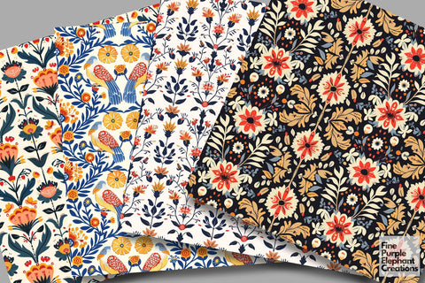 Folk Life Digital Paper | Bohemian Sublimation Textures Digital Pattern Fine Purple Elephant Creations 