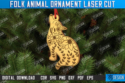 Folk Wolf Ornament | Rustic Design | Nordic Ornament | CNC File SVG Fly Design 