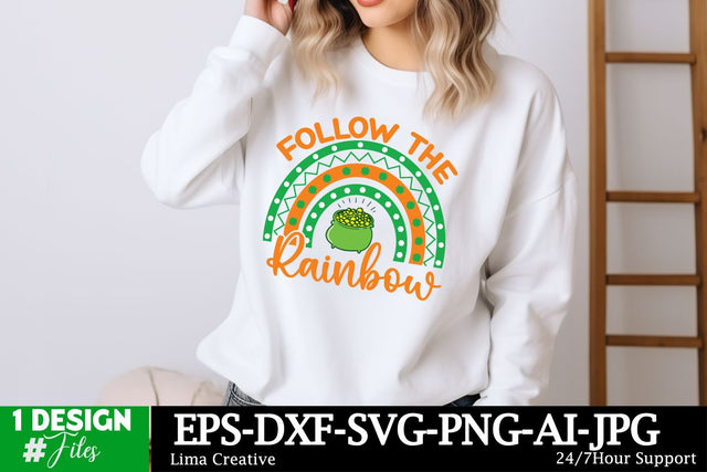 Follow The Rainbow SVG Cut File, Happy St.Patrick's Day, St.Patrick's Day Sublimation, St.Patrick's Day T-shirt Design, St.Patrick's Day Graphic Illustration SVG Insomnia Std 