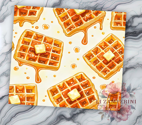 Foodie Breakfast Waffle Tumbler Wrap, Cute Waffles, Breakfast Tumbler, Tumbler Wrap, Sublimation Design, Foodie Gift, Kitchen Decor, Food Lover Gift Sublimation Li Zamperini 