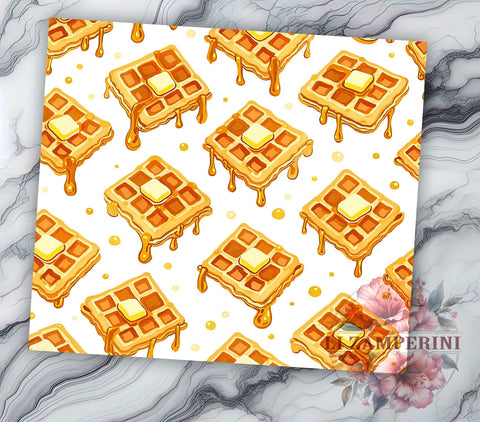 Foodie Breakfast Waffle Tumbler Wrap, Cute Waffles, Breakfast Tumbler, Tumbler Wrap, Sublimation Design, Foodie Gift, Kitchen Decor, Food Lover Gift Sublimation Li Zamperini 