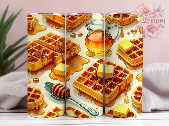 Foodie Breakfast Waffle Tumbler Wrap, Cute Waffles, Breakfast Tumbler, Tumbler Wrap, Sublimation Design, Foodie Gift, Kitchen Decor, Food Lover Gift Sublimation Li Zamperini 