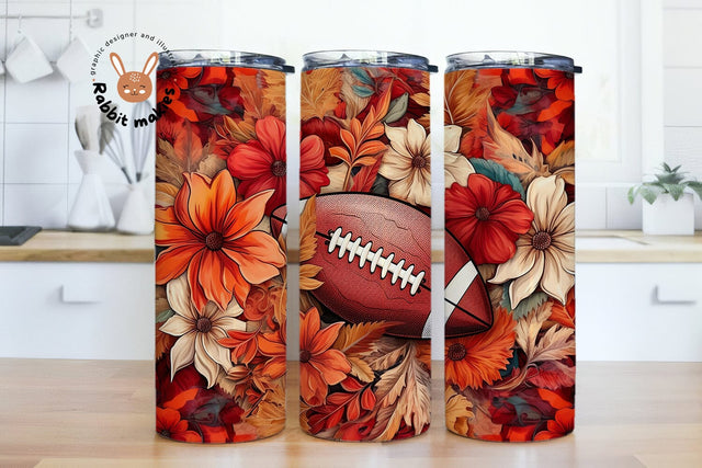 Football 20oz Tumbler Sublimation Design, canadian football with flowers tumbler Digital Download PNG Instant Download, Football Lover Gifts, Football Sublimation Rabbitmakies 
