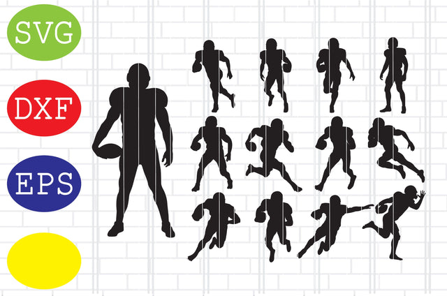 Football American Player Svg, Football American Svg, Football Silhouette, Football Cut Files, Football Season Svg, Jpg, Eps, Dxf Files SVG DigitalSvgFiles 