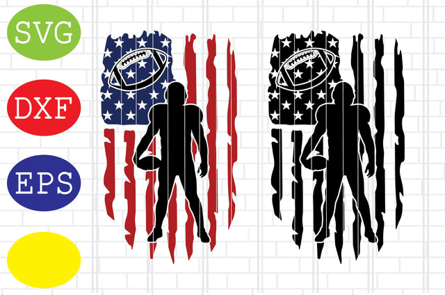 Football and American Flag Svg, Football American Svg, Football Silhouette, Football Cut Files, Football Season Svg, Jpg, Eps, Dxf Files SVG DigitalSvgFiles 