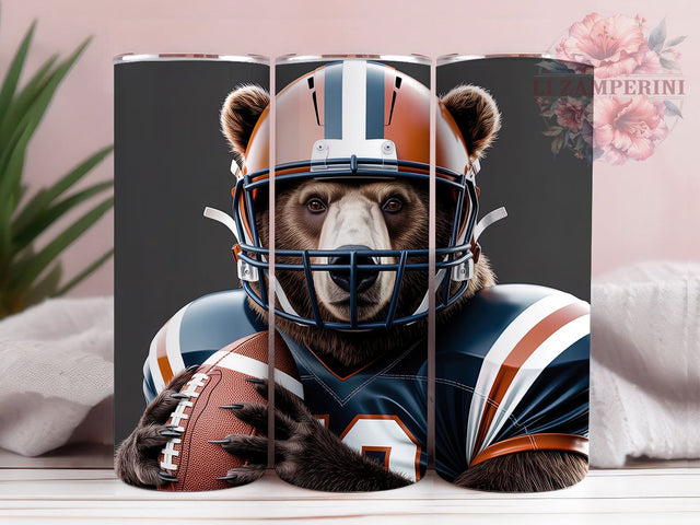 Football Bear Mascot Tumbler Wrap, Game Day Tumbler Wrap, Bear Sublimation Design, Football Bear PNG, 20oz Skinny Tumbler, Sports Tumbler For Men, Mascot Tumbler Design Sublimation Li Zamperini 