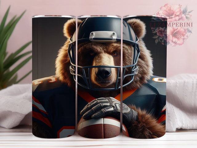 Football Bear Mascot Tumbler Wrap, Game Day Tumbler Wrap, Bear Sublimation Design, Football Bear PNG, 20oz Skinny Tumbler, Sports Tumbler For Men, Mascot Tumbler Design Sublimation Li Zamperini 