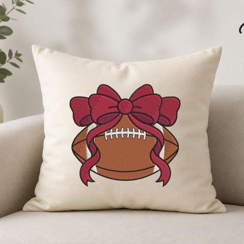 Football Bow Machine Embroidery Design – Coquette Football Ribbon Embroidery File Embroidery/Applique DESIGNS PatternFeed8 