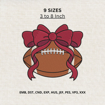 Football Bow Machine Embroidery Design – Coquette Football Ribbon Embroidery File Embroidery/Applique DESIGNS PatternFeed8 