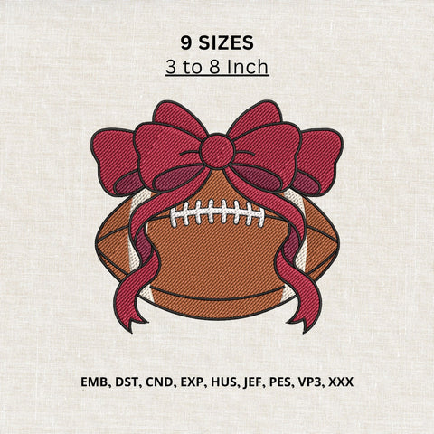 Football Bow Machine Embroidery Design – Coquette Football Ribbon Embroidery File Embroidery/Applique DESIGNS PatternFeed8 