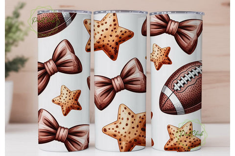 Football Bows 20oz Tumbler Wrap Sublimation PixelChick 