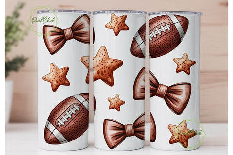 Football Bows 20oz Tumbler Wrap Sublimation PixelChick 