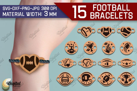 Football Bracelet Laser Cut Bundle. American Football Bracelet SVG SVG Evgenyia Guschina 
