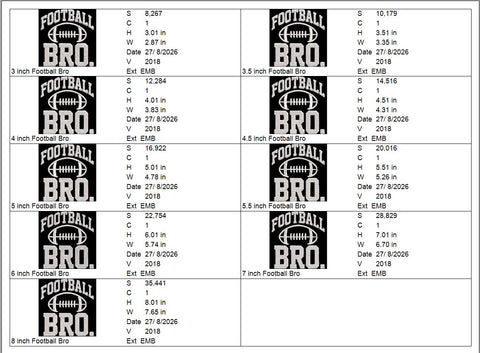Football Bro Machine Embroidery Design – American Football Brother Sports Embroidery File Embroidery/Applique DESIGNS PatternFeed8 