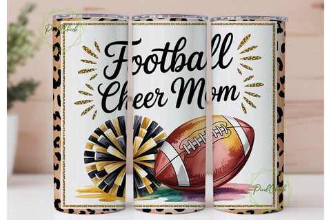 Football Cheer Mom 20oz Tumbler Wrap Sublimation PixelChick 