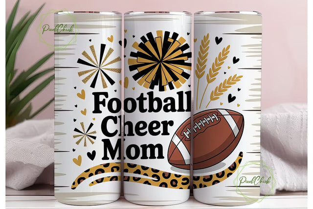 Football Cheer Mom 20oz Tumbler Wrap Sublimation PixelChick 