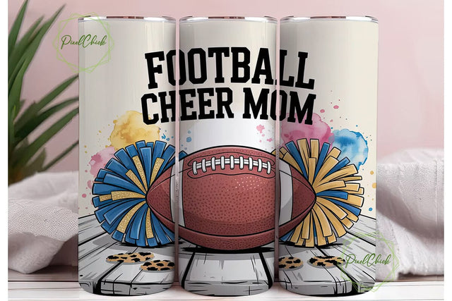 Football Cheer Mom 20oz Tumbler Wrap Sublimation PixelChick 