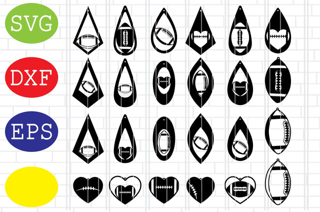 Football Earrings Svg, Sport Earrings Svg, Leather Jewelry Svg, Jpg, Eps, Dxf Files SVG DigitalSvgFiles 