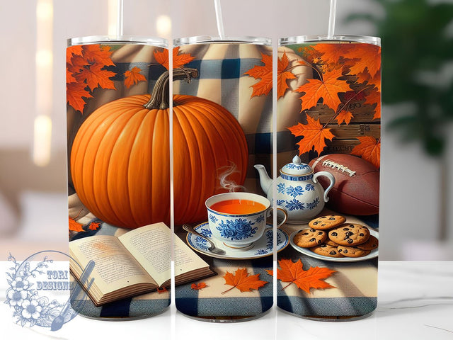 Football Fall Writer Tumbler Wrap, Football Writing Wrap, 20oz Sublimation, Harvest Aesthetic Cup, Autumn Writer Mug, Fall Sports Tumbler, Writer Gift Drinkware Sublimation ToriDesigns 