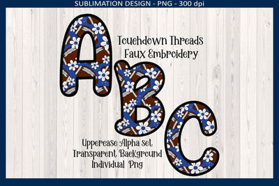 Football Faux Embroidery Alphabet Set PNG, Floral Varsity Letters, Sublimation Design, Game Day ABC, Football Mom Clipart, Sports Team Alpha Sublimation Keepsake Treasures Designs LLC. 