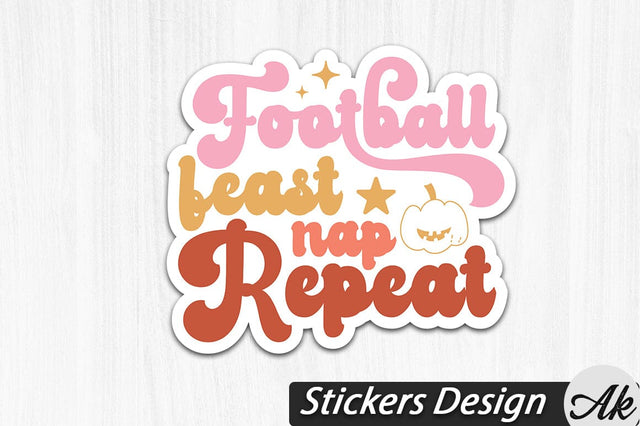 Football Feast Nap Repeat Stickers Design SVG akazaddesign 