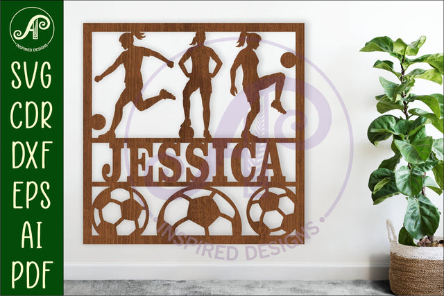 Football female name sign svg laser cut design or card SVG APInspireddesigns 