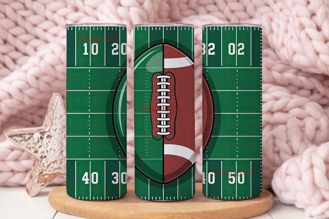 Football Field & Ball 20oz Tumbler Wrap Sublimation DesignSVG 