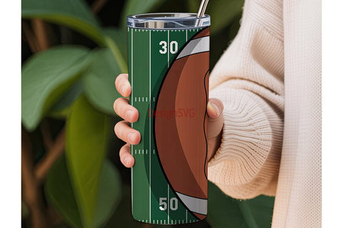 Football Field & Ball 20oz Tumbler Wrap Sublimation DesignSVG 