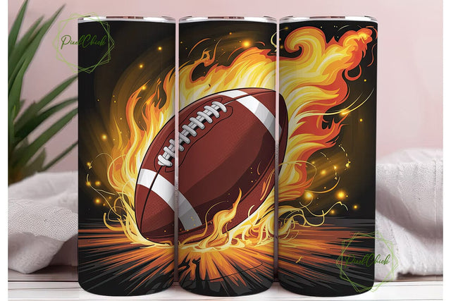 Football Fire Blast 20oz Tumbler Wrap Sublimation PixelChick 