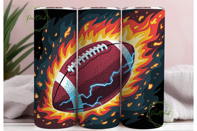 Football Fire Lightning 20oz Tumbler Sublimation PixelChick 