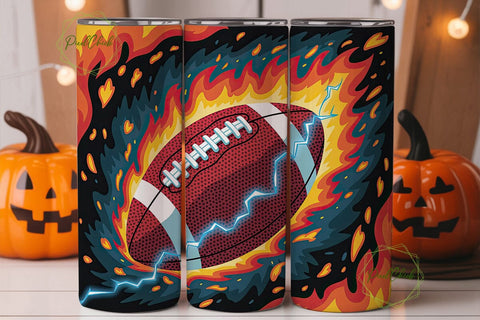 Football Fire Lightning 20oz Tumbler Sublimation PixelChick 