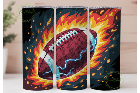 Football Fire Lightning 20oz Tumbler Sublimation PixelChick 
